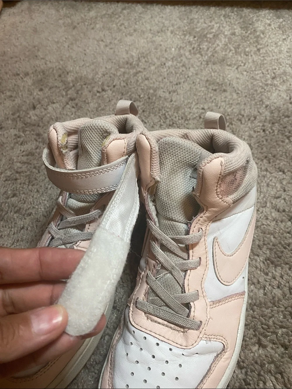 Nike Court Borough Hi Sneakers in Light Pink and White size 3Y